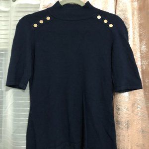Navy Blue Mock Neck Top - Size Small